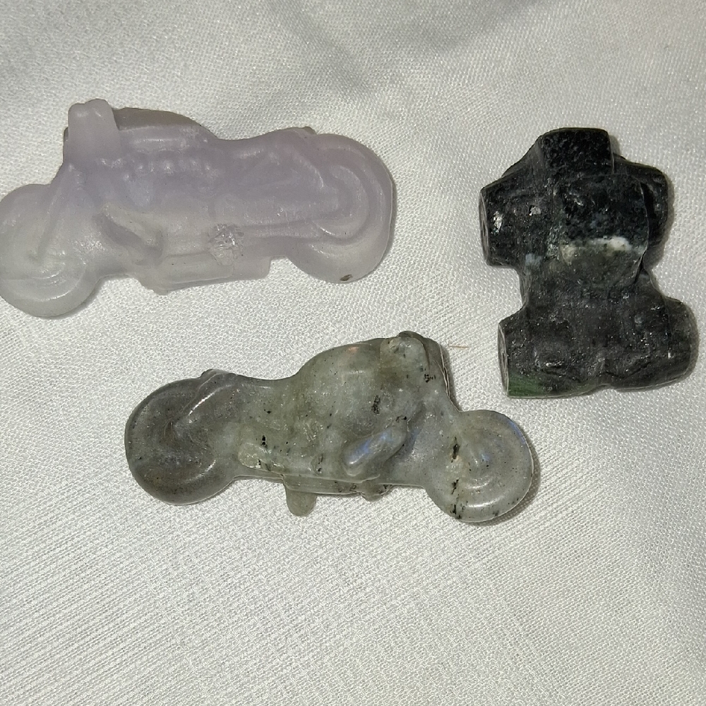 Set of Two Motorcycle And Truck Shaped Stones